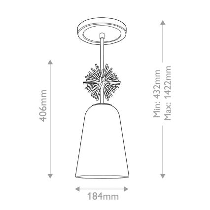 Quoizel - Chandelier on a pole STARING 1xE27/40W/230V d. 18,4 cm gold/patina/white