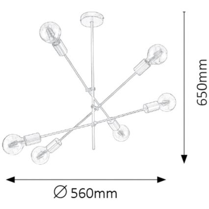 Rabalux - Pendant chandelier 6xE27/15W/230V
