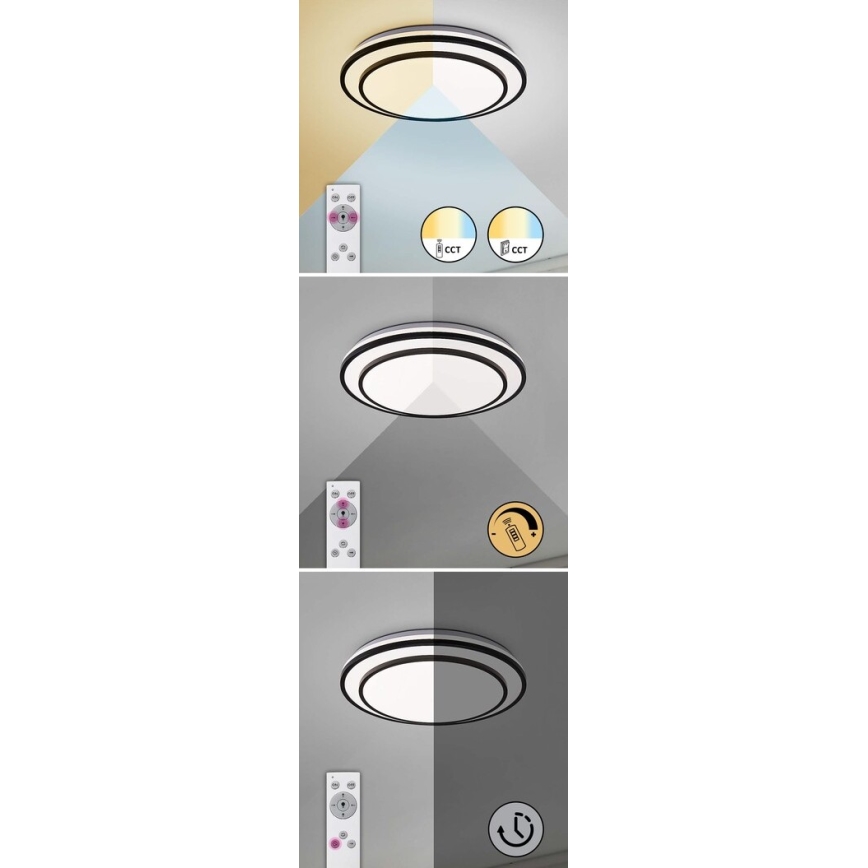 Rabalux - LED Dimmable ceiling light LED/40W/230V 3000-6500K black + remote control