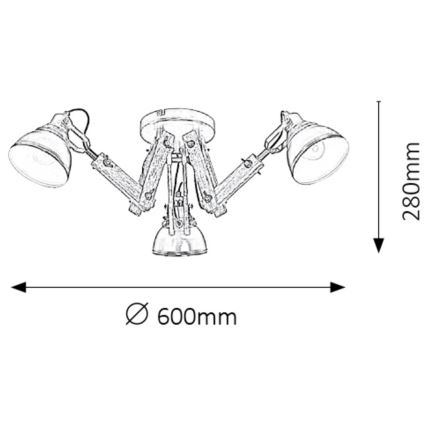 Rabalux - Surface-mounted chandelier 3xE14/15W/230V black