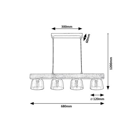 Rabalux - Chandelier on a string 4xE14/40W/230V