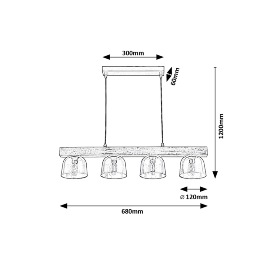 Rabalux - Chandelier on a string 4xE14/40W/230V