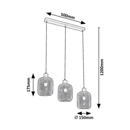 Rabalux - Chandelier on a string 3xE27/60W/230V