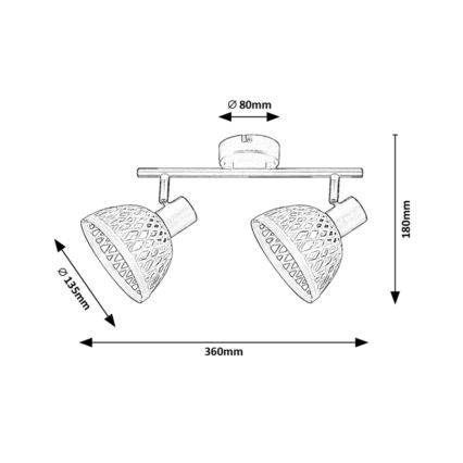 Rabalux - Spotlight 2xE14/15W/230V rattan