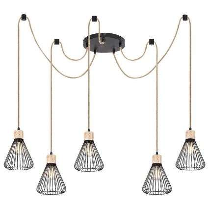 Rabalux - Chandelier on a string 5xE27/40W/230V spider black/beech