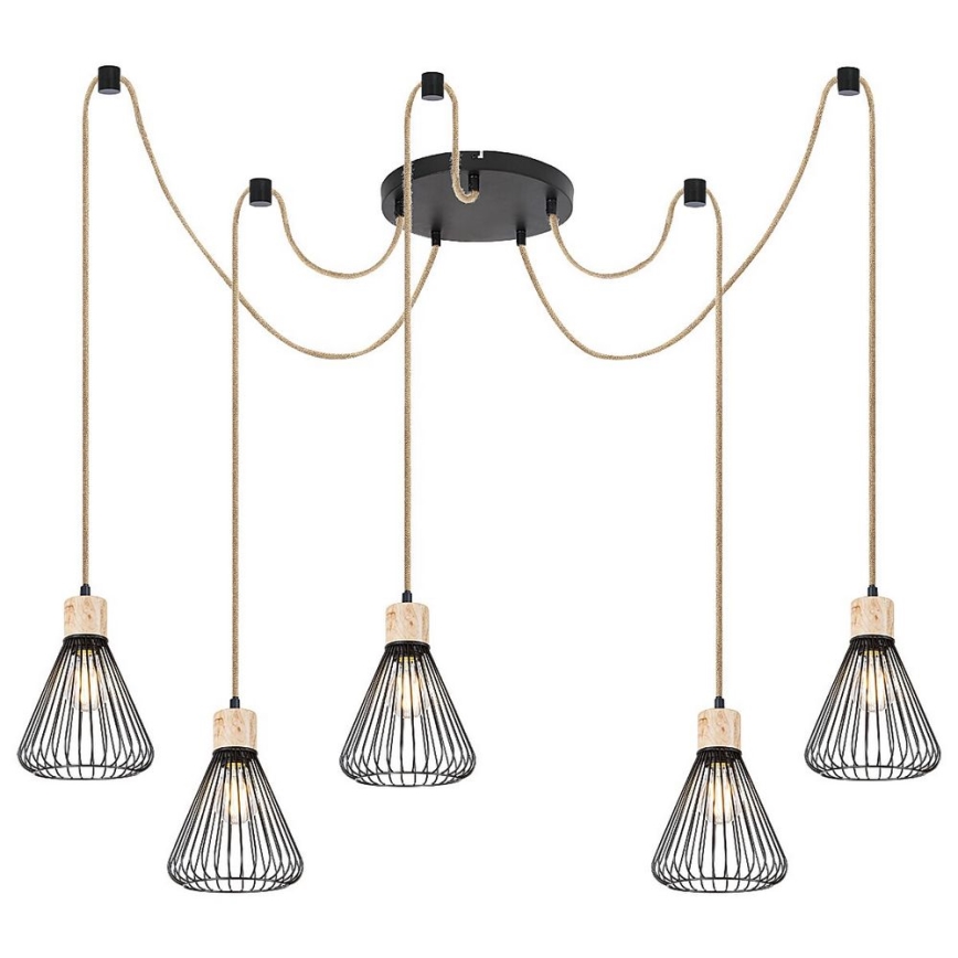 Rabalux - Chandelier on a string 5xE27/40W/230V spider black/beech