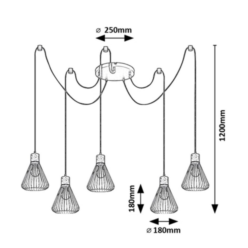 Rabalux - Chandelier on a string 5xE27/40W/230V spider black/beech