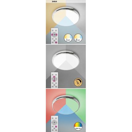 Rabalux - LED RGB Dimmable bathroom ceiling light LED/18W/230V d. 30 cm 3000-6500K IP44 + remote control
