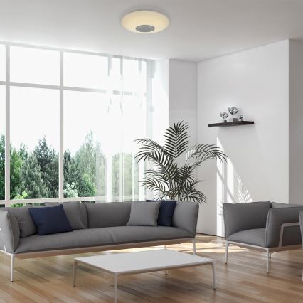 Rabalux - LED RGB Dimmable Ceiling Light with Speaker, 24W LED / 230V, Tuya Wi-Fi Compatible + Remote Control, Ø 40 cm