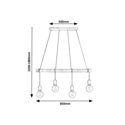 Rabalux - Chandelier on a string 4xE27/40W/230V eucalyptus