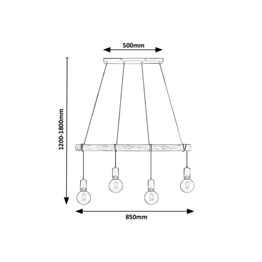 Rabalux - Chandelier on a string 4xE27/40W/230V eucalyptus