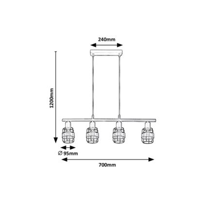 Rabalux - Chandelier on a string 4xE14/25W/230V