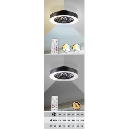 Rabalux - LED Dimmable ceiling light with a fan LED/35W/230V 3000-6000K + remote control