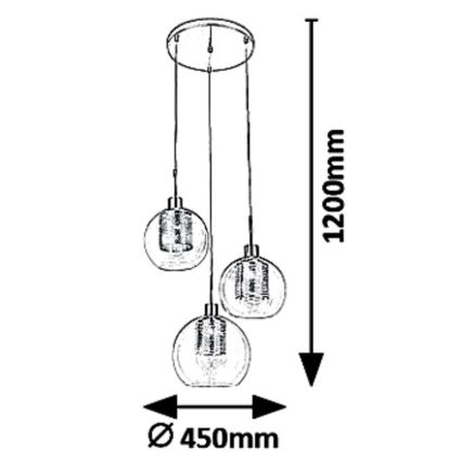 Rabalux - Chandelier on a string 3xE27/60W/230V
