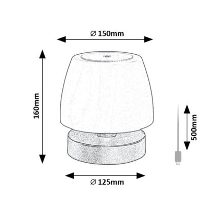 Rabalux - LED Dimmable table lamp LED/3W/5V 2000 mAh IP44