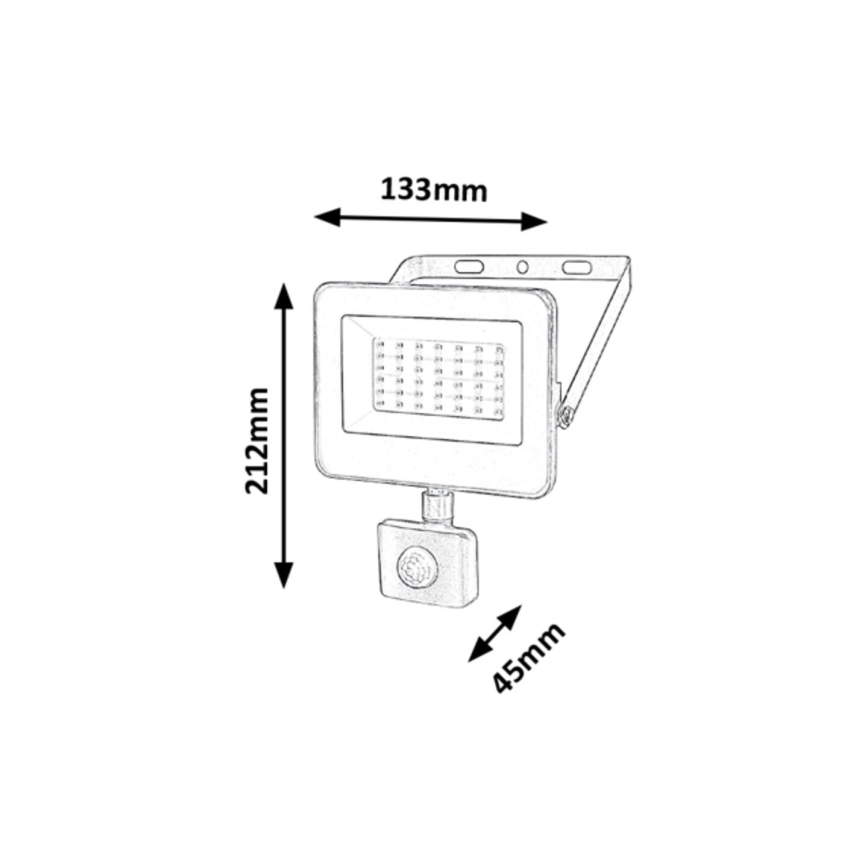 Rabalux - LED Floodlight with a sensor LED/30W/230V 4000K IP44 black