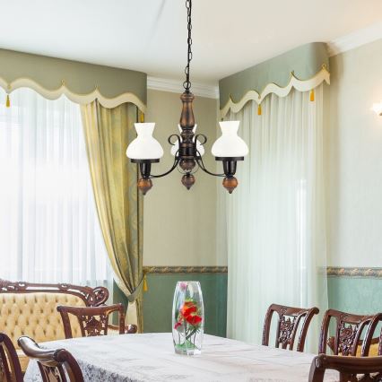 Rabalux - Chandelier on a chain 3xE27/60W/230V walnut