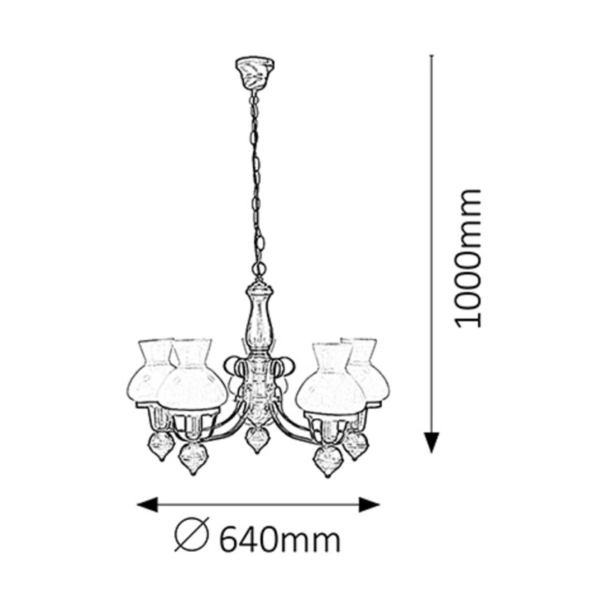 Rabalux - Chandelier on a chain 5xE27/60W/230V walnut