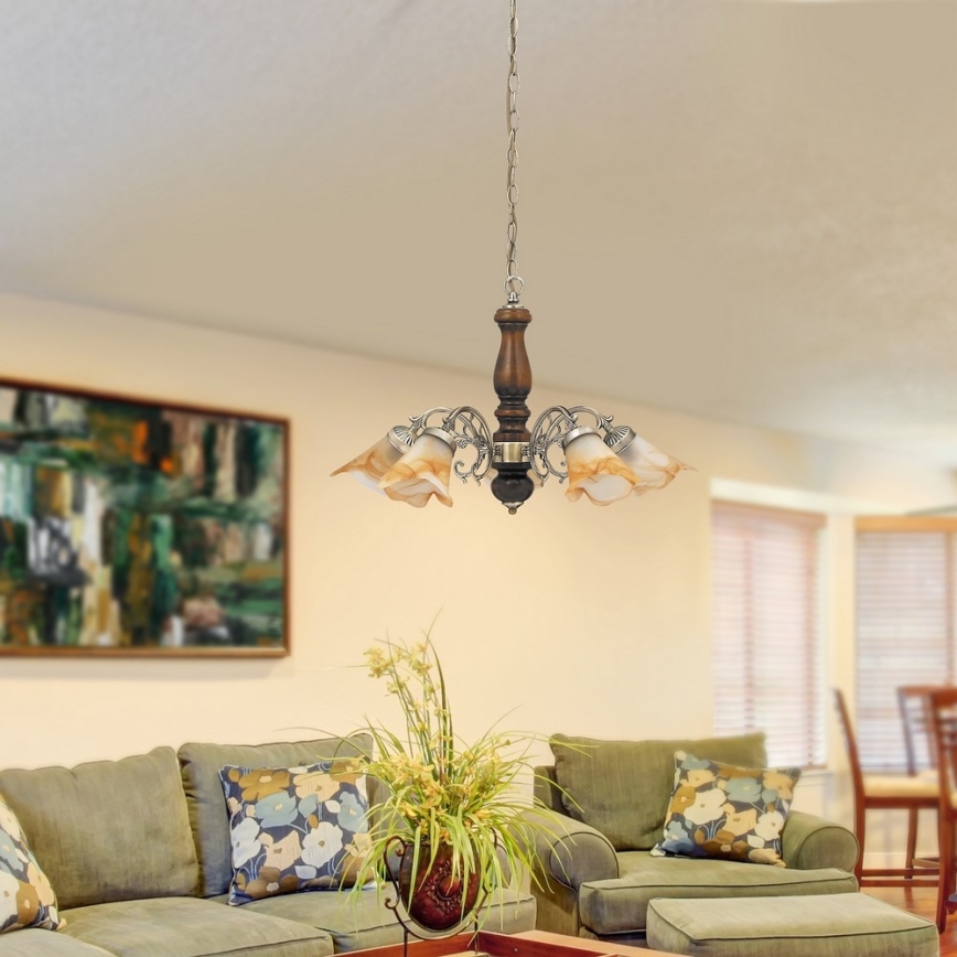 Rabalux - Chandelier on a chain 5xE14/40W/230V walnut
