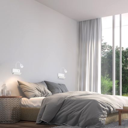 Rabalux - Wall lamp with shelf and USB port 1xGU10/25W/230V white