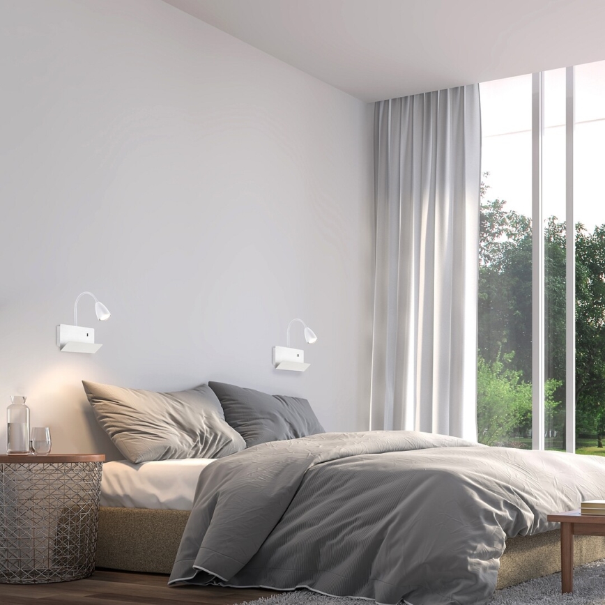Rabalux - Wall lamp with shelf and USB port 1xGU10/25W/230V white