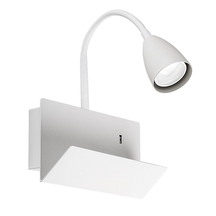 Rabalux - Wall lamp with shelf and USB port 1xGU10/25W/230V white