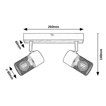 Rabalux - Spotlight 2xE14/40W/230V oak