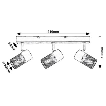 Rabalux - Spotlight 3xE14/40W/230V oak