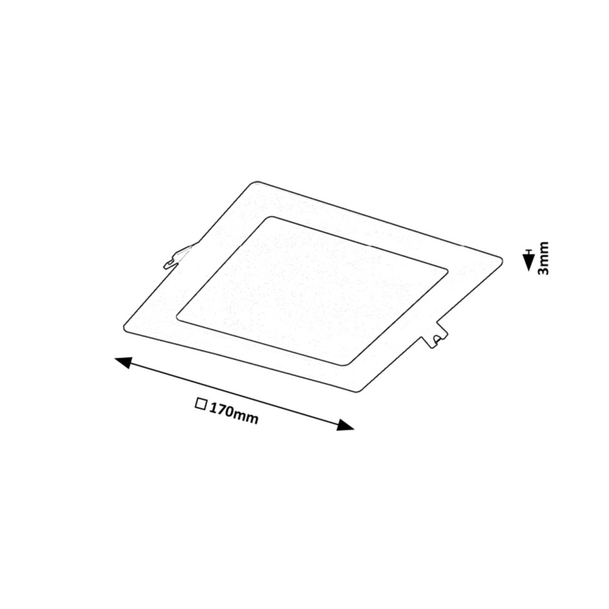Rabalux - LED Recessed light LED/12W/230V 17x17 cm black