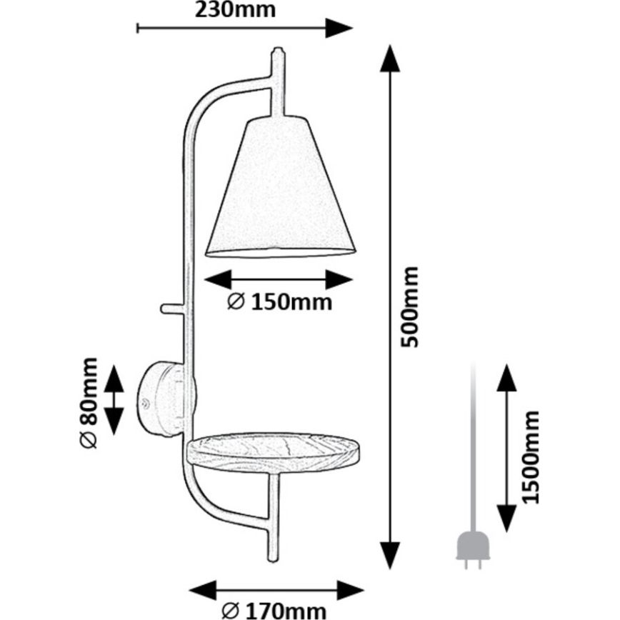 Rabalux - Wall lamp with shelf 1xE27/15W/230V beech