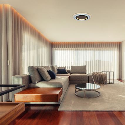 Rabalux - LED Dimmable ceiling light LED/56W/230V 3000/4000/6000K matte chrome/black + remote control