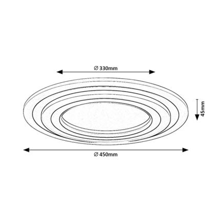 Rabalux - Dimmable LED Ceiling Light LED/56W/230V 3000/4000/6000K Matte Chrome/Black + Remote Control Ø 45 cm