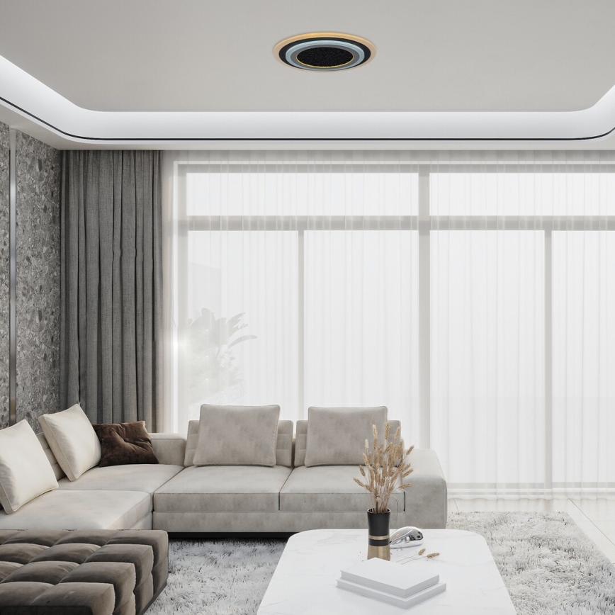 Rabalux – Dimmable LED Ceiling Light, 56 W, 230 V, selectable 3000/4000/6000 K, Black, with Remote Control, Ø 45 cm