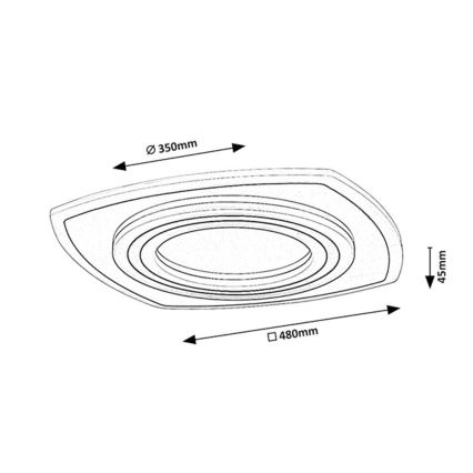 Rabalux - Dimmable LED ceiling light LED/60W/230V 3000/4000/6000K matte chrome/black + remote control 48x48 cm