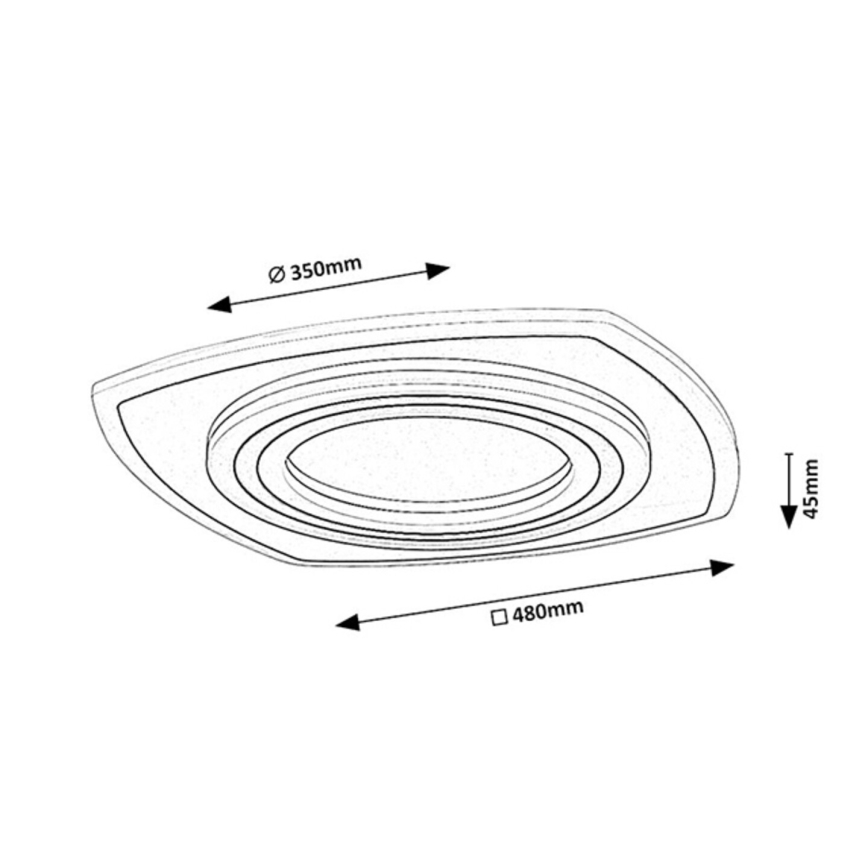 Rabalux - Dimmable LED ceiling light LED/60W/230V 3000/4000/6000K matte chrome/black + remote control 48x48 cm