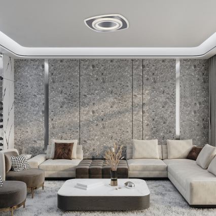 Rabalux - Dimmable LED Ceiling Light LED/60W/230V 3000/4000/6000K Matte Chrome + Remote Control 48x48 cm