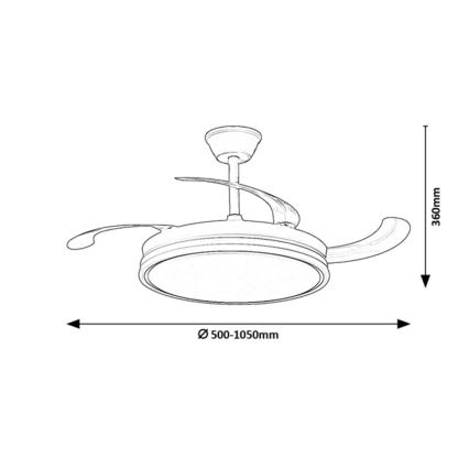 Rabalux - Dimmable LED Ceiling Light with Fan, 60W, 230V, 3000-6500K + Remote Control