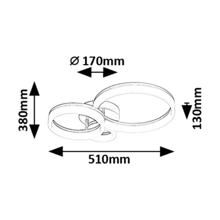 Rabalux - LED Ceiling Light, 24W, 230V, 3000/4000/6500 K, 38 x 51 cm, Matte Chrome