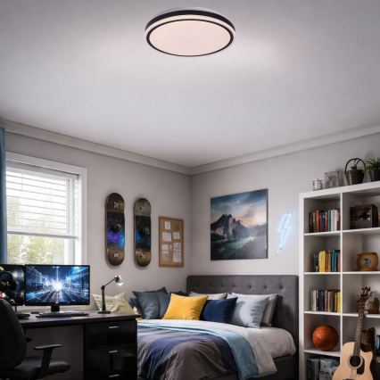 Rabalux - Dimmable LED Ceiling Light LED/20W/230V 3000–6500K Ø 38.5 cm Black + Remote Control