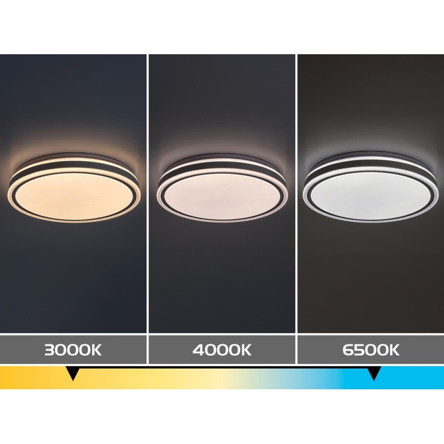 Rabalux - Dimmable LED Ceiling Fixture, 23W/230V, 3000–6500K, Ø 38.5 cm, Black + Remote Control