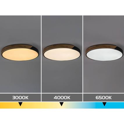Rabalux - LED ceiling light LED/42W/230V 3000/4000/6500K black/oak Ø 61 cm