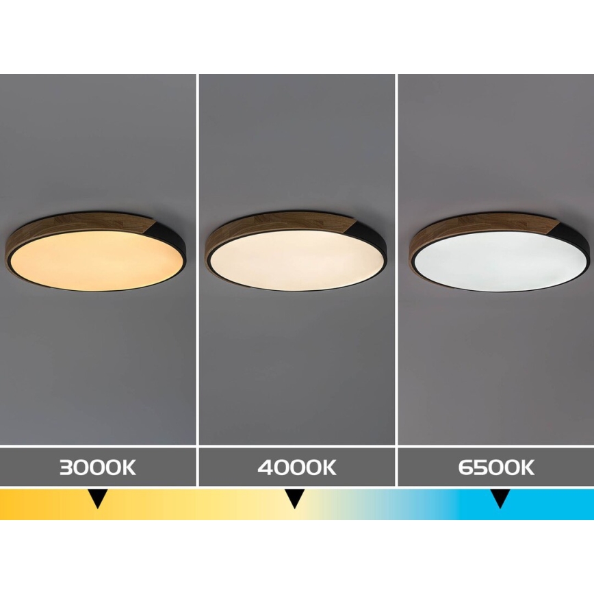 Rabalux - LED Ceiling Light LED/42W/230V 3000/4000/6500K Black/Oak dia. 41 cm