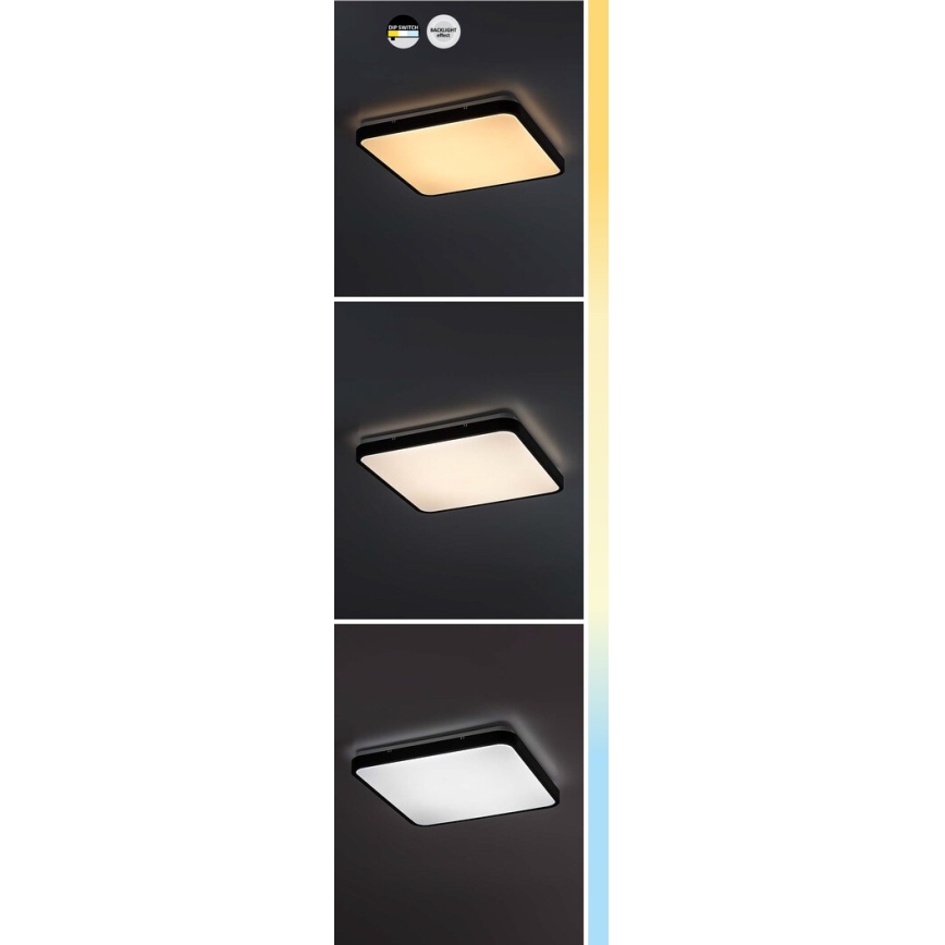 Rabalux - LED Bathroom ceiling light LED/24W/230V 3000/4000/6000K IP44 29x29 cm black