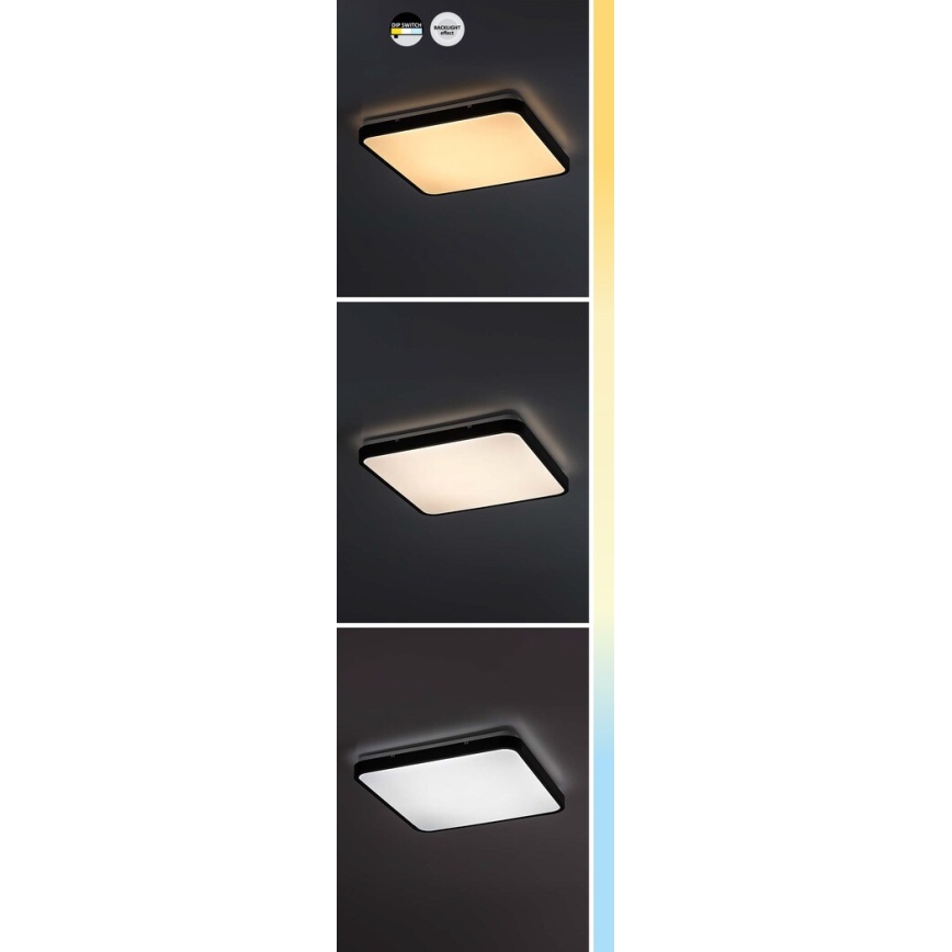 Rabalux - LED Bathroom ceiling light LED/36W/230V 3000/4000/6000K IP44 42x42 cm black