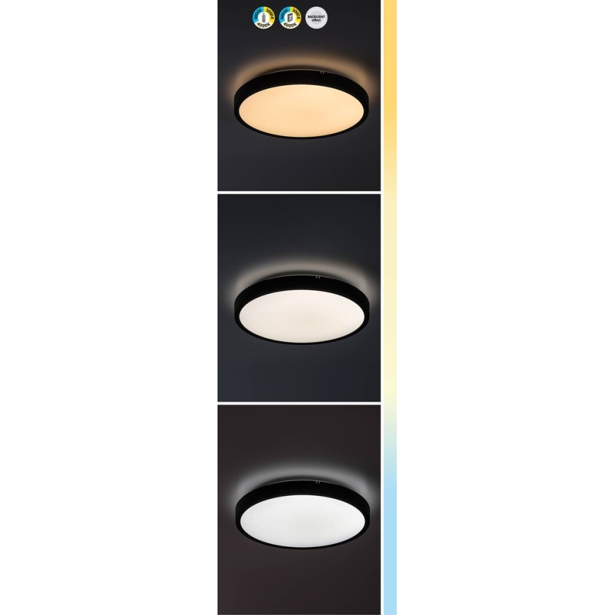 Rabalux - LED Dimmable bathroom ceiling light LED/24W/230V 3000-6000K IP44 d. 35,5 cm black + remote control