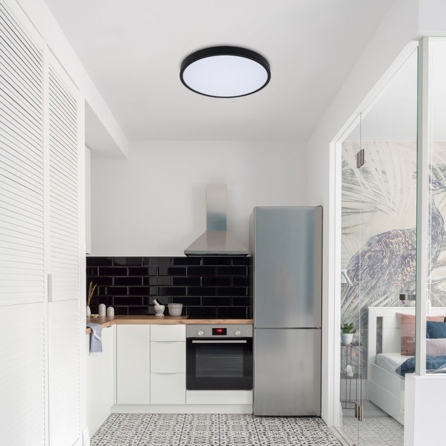 Rabalux - LED Dimmable bathroom ceiling light LED/36W/230V 3000-6000K IP44 d. 42 cm black + remote control