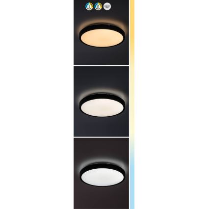 Rabalux - LED Dimmable bathroom ceiling light LED/36W/230V 3000-6000K IP44 d. 42 cm black + remote control