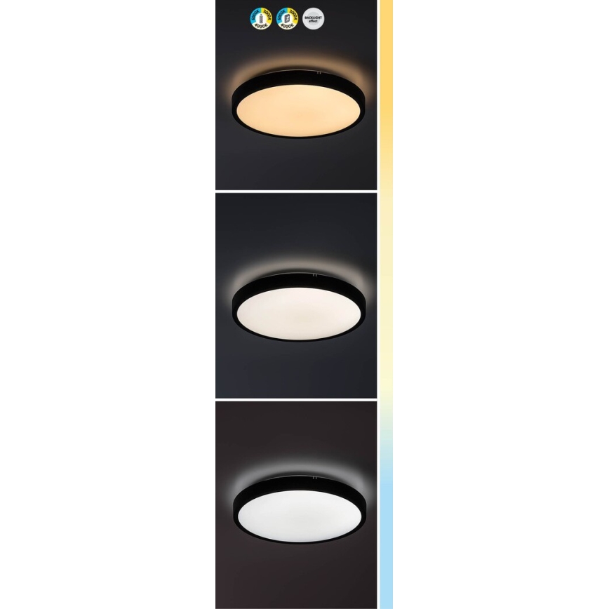 Rabalux - LED Dimmable bathroom ceiling light LED/36W/230V 3000-6000K IP44 d. 42 cm black + remote control