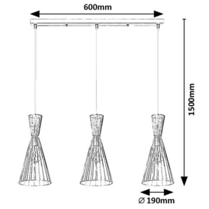 Rabalux - Chandelier on a string 3xE27/60W/230V