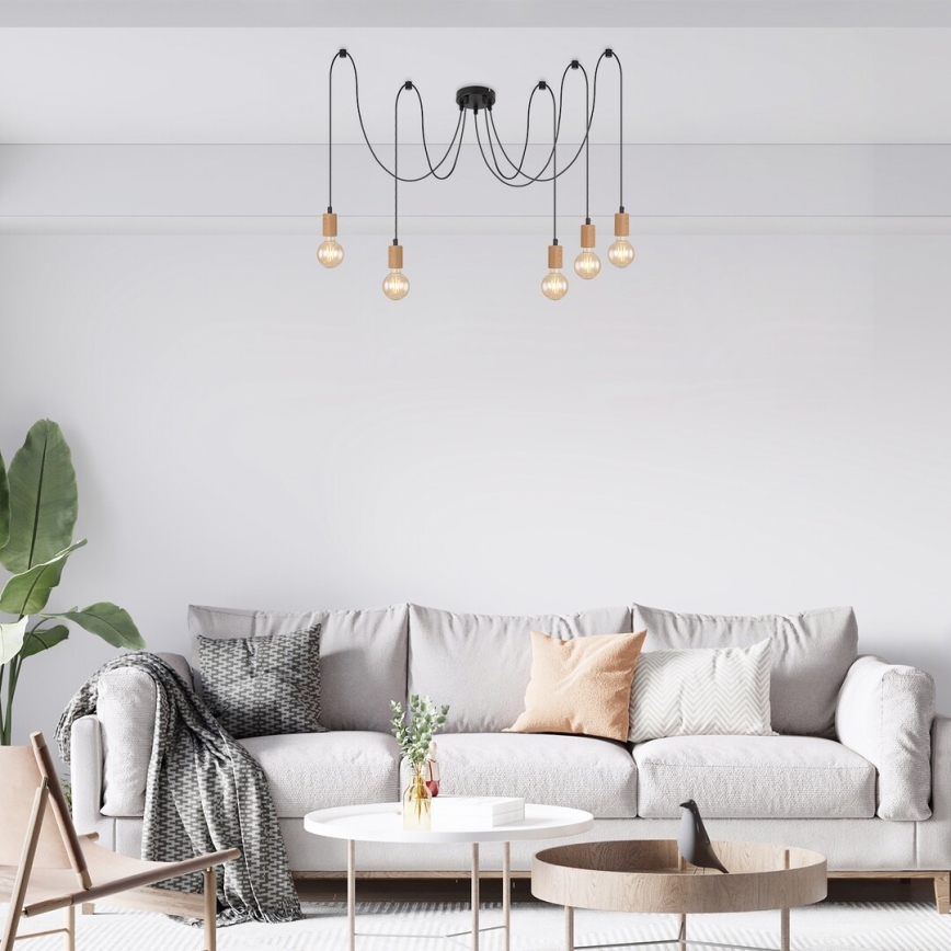 Rabalux - Chandelier on a string 5xE27/60W/230V spider beech